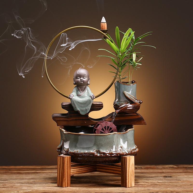 Small Ceramic Self-Circulating Fish Tank Aquarium For Desktop Or Living Room Décor