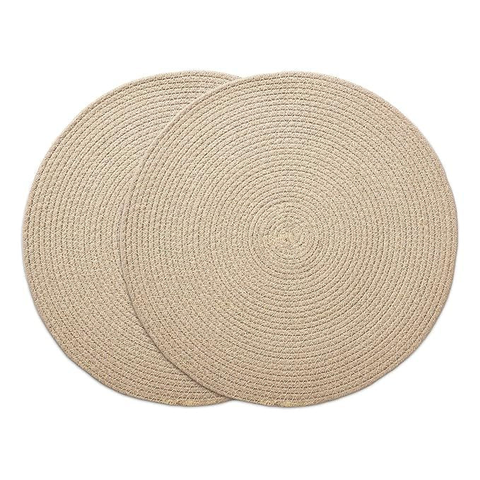 Dining Table Mats Set of 2 | Cotton Round Placemat - 33 cm Diameter |