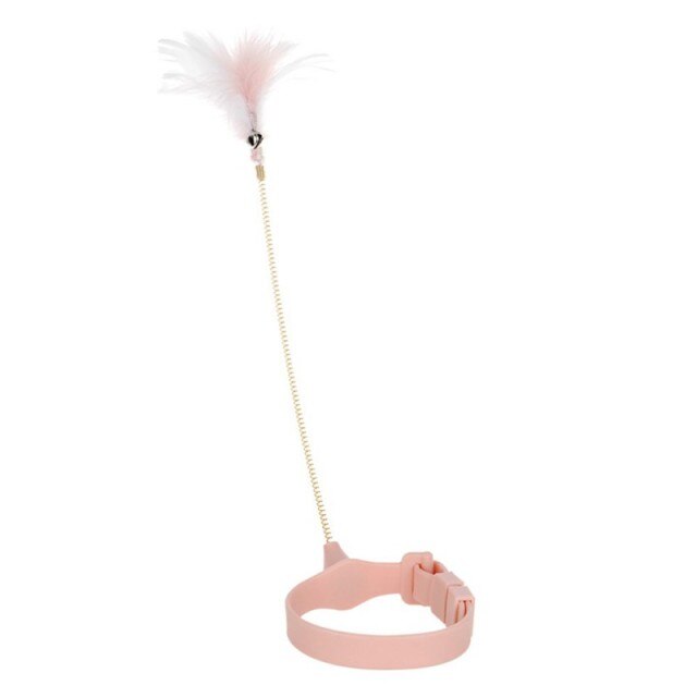 Funny Cat Collar Toy Feather Teaser Stick Interesting Automatic Cat Toy Foot Interactive Cats Teaser Feather Kitten Toys