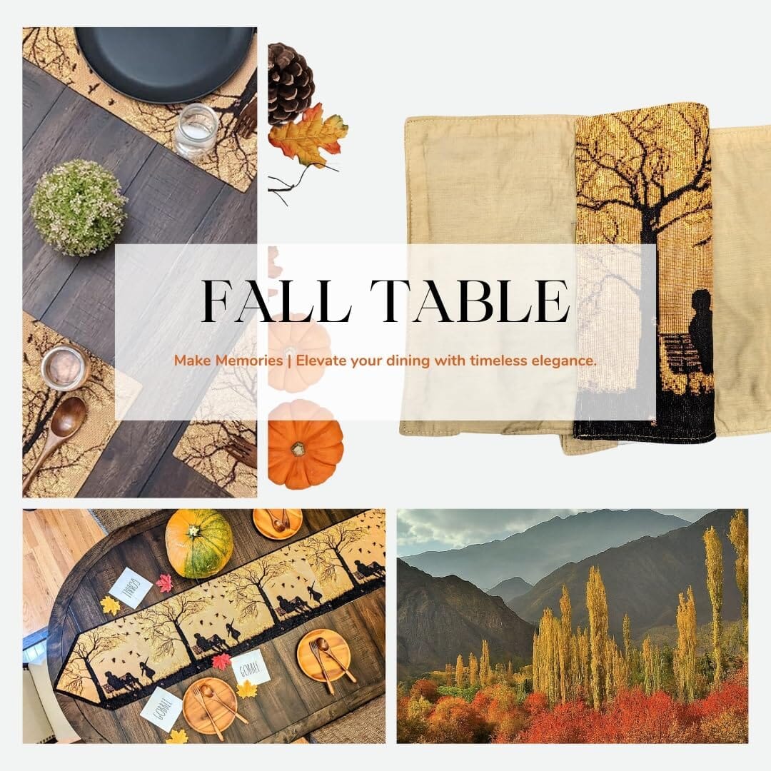 DaDalogy Autumn Birds Family Gathering Woven Tapestry Dining Table