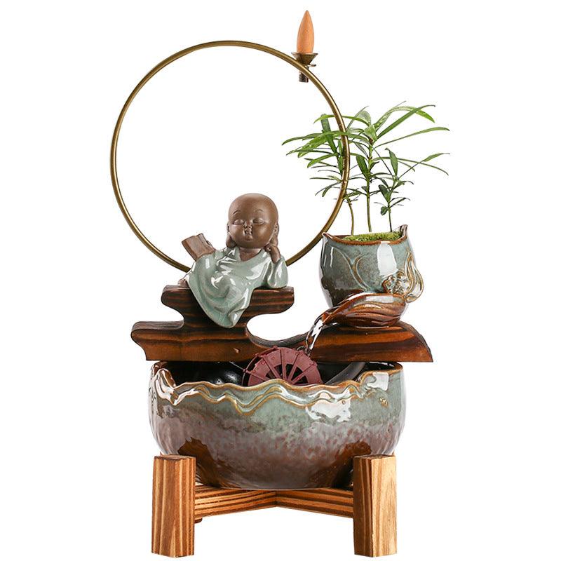 Small Ceramic Self-Circulating Fish Tank Aquarium For Desktop Or Living Room Décor