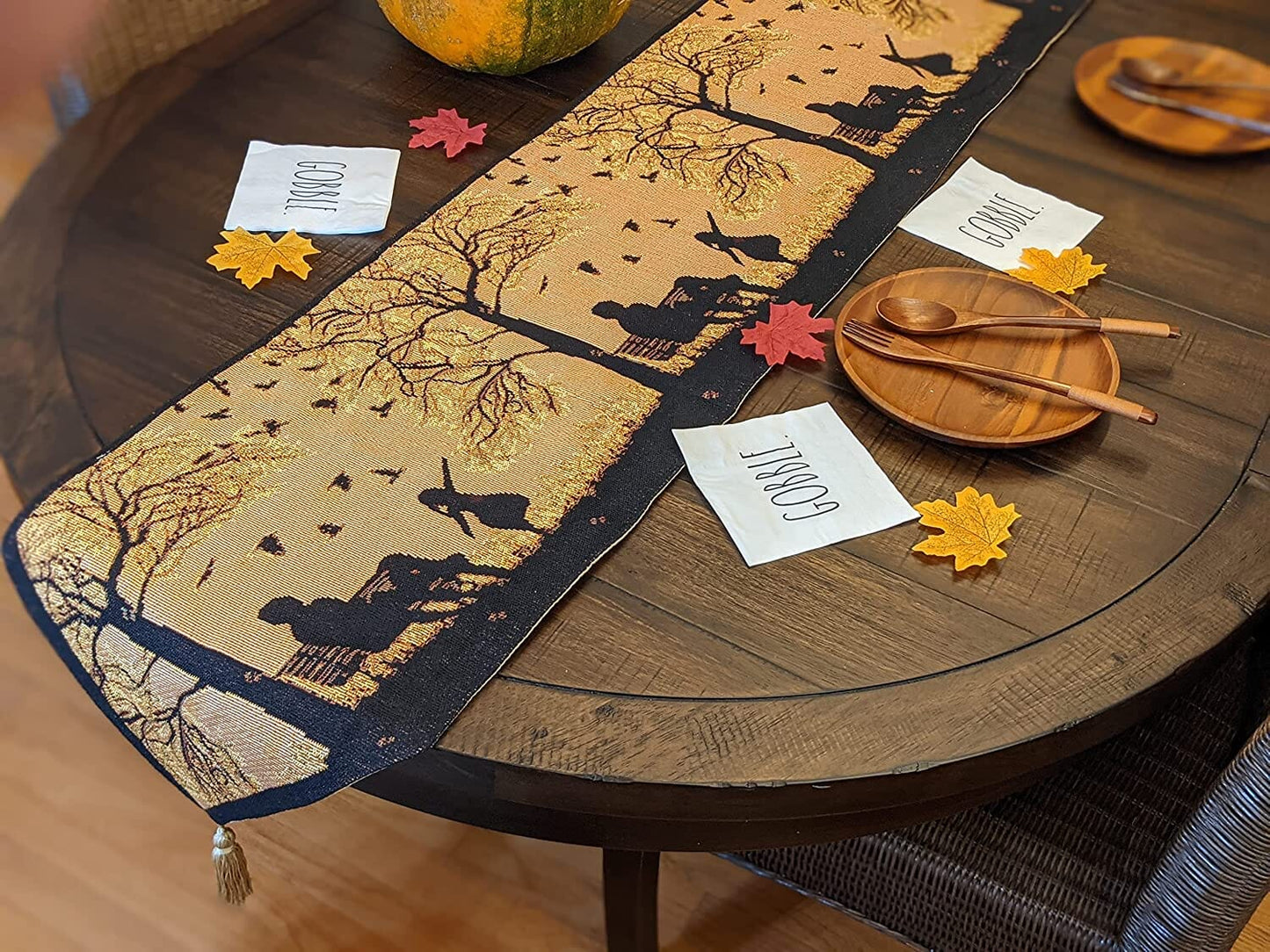 DaDalogy Autumn Birds Family Gathering Woven Tapestry Dining Table