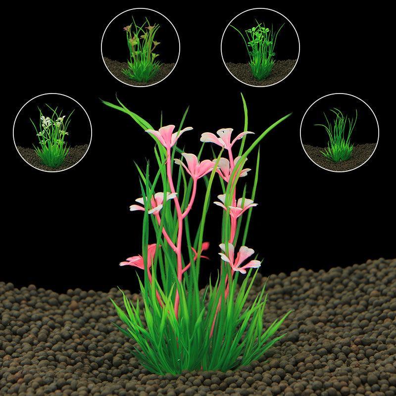 Aquatic Oasis: Vibrant Plastic Water Plant Set For Fish Tank Decoration