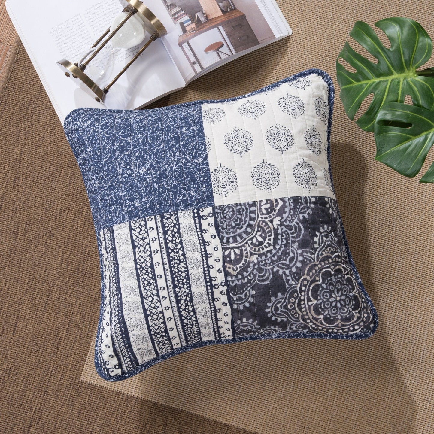 DaDa Bedding Set of 2-Pieces Bohemian Denim Blue Elegance Throw Pillow