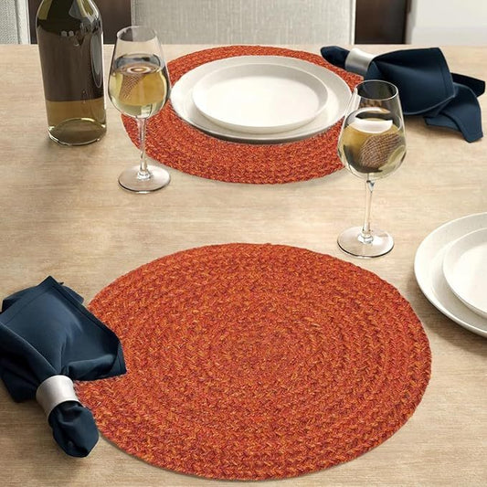 Jute Braided Placemats|Side Table Mats|Best for Bed-Side Table,Center