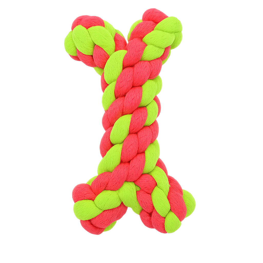 Braided Dog Chew Toy – Neon Green & Pink for Active Play