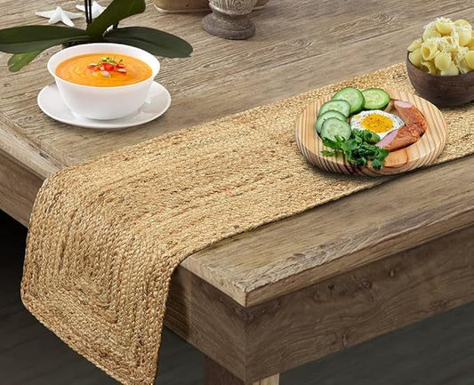 Jute Table Runner, Braided Handmade Natural Color Handwoven