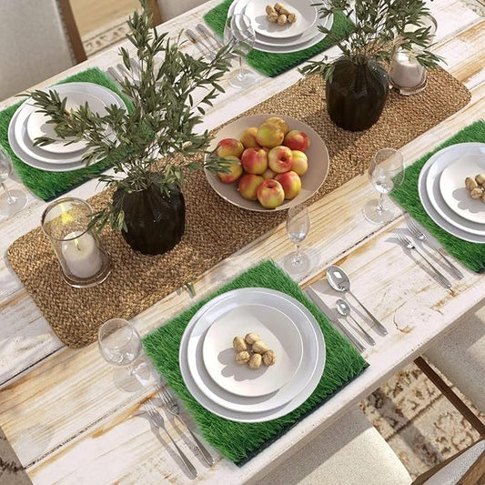Artificial Grass Placemat Set Eco-Friendly Dining Table Accessories