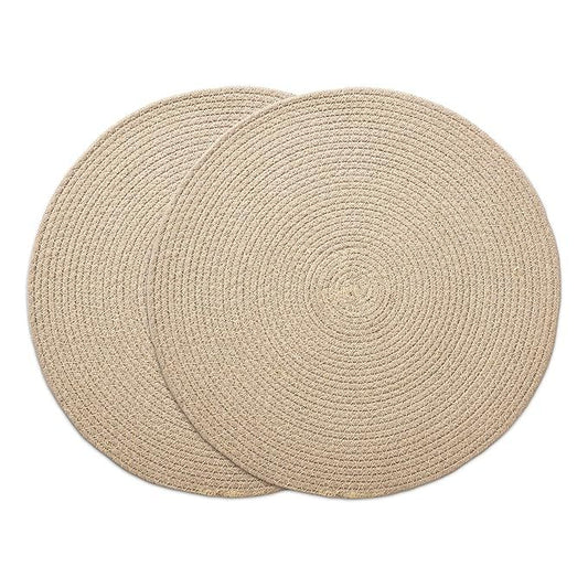 Dining Table Mats Set of 2 | Cotton Round Placemat - 33 cm Diameter |