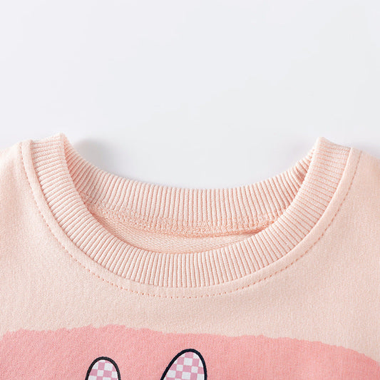Autumn Arrival Kids Girls Animals Rabbit Cartoon Pattern Long Sleeves