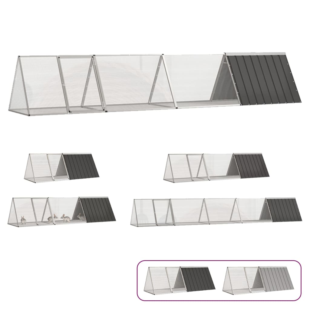 vidaXL Rabbit Cage Rabbit Hutch Garden Small Animal Cage Galvanized Steel